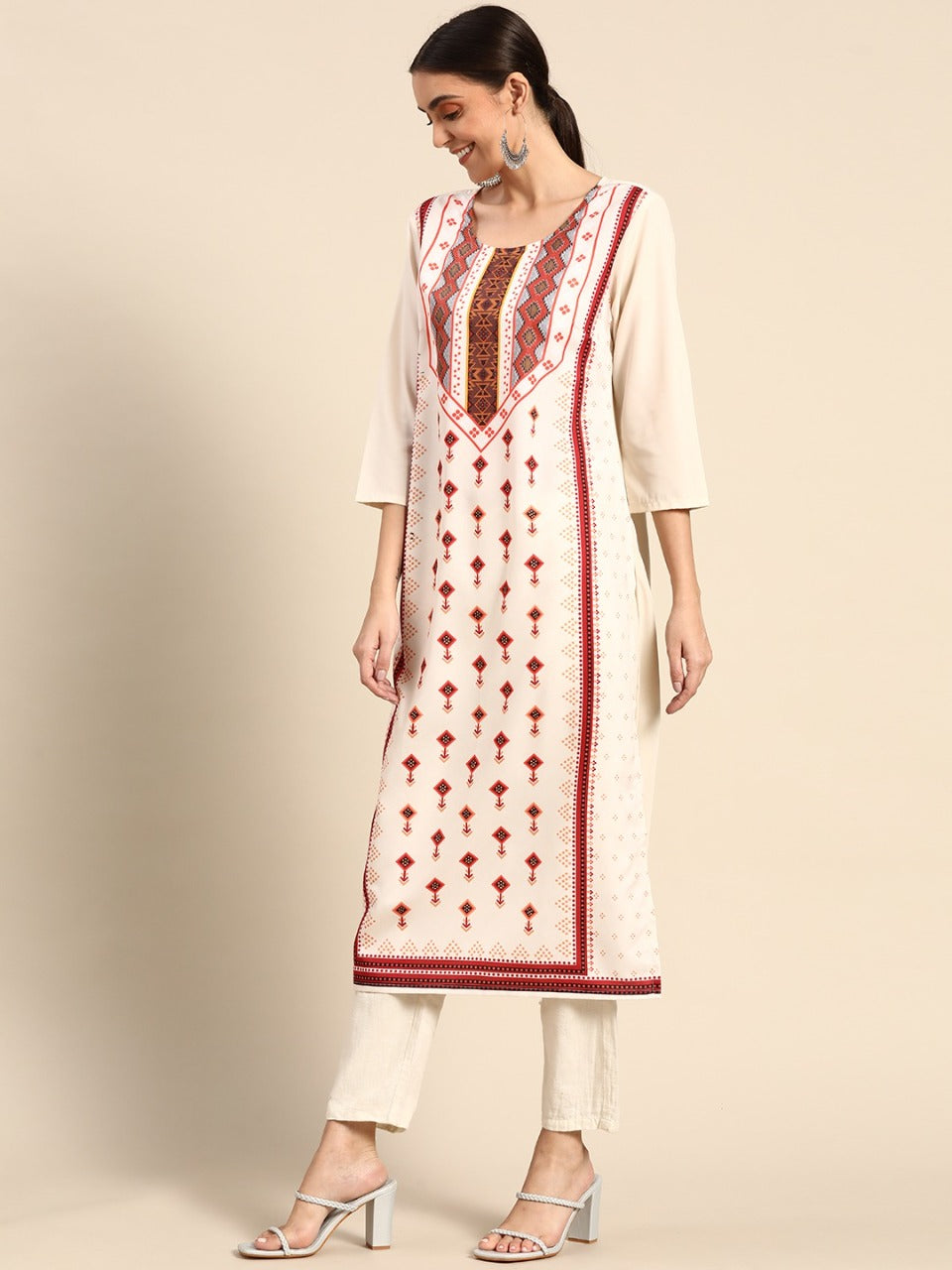NAINA FESTIVE WEAR POLY CHANDERI KURTI