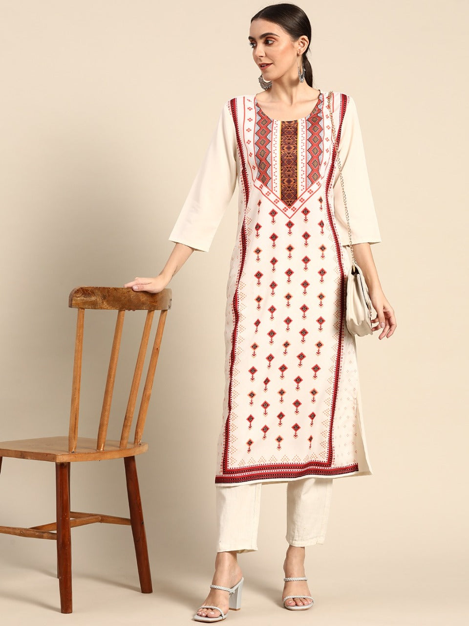 NAINA FESTIVE WEAR POLY CHANDERI KURTI