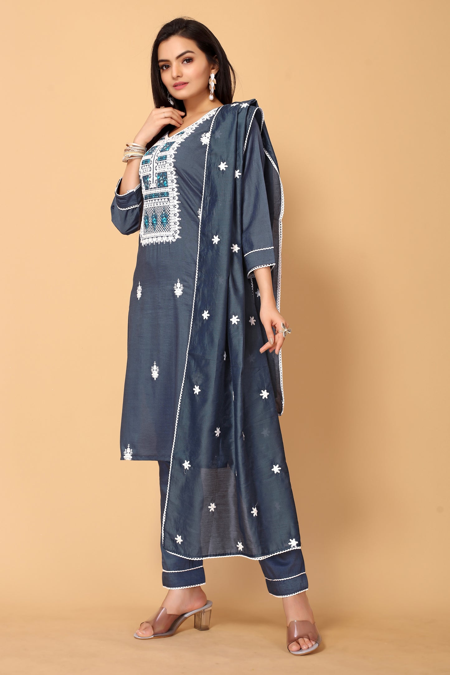 VEENA FESTIVE WEAR SILK BLEND KURTI