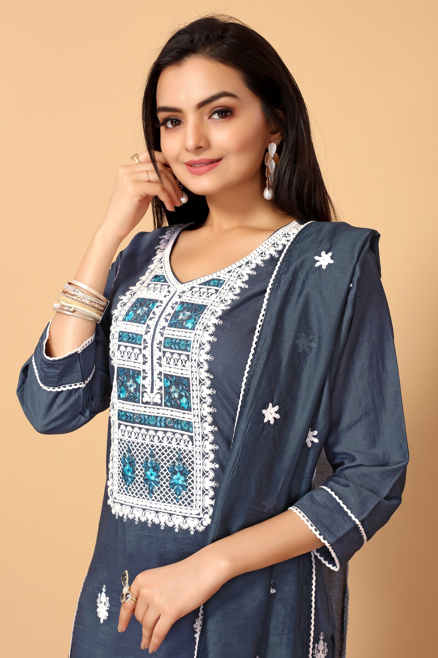 VEENA FESTIVE WEAR SILK BLEND KURTI