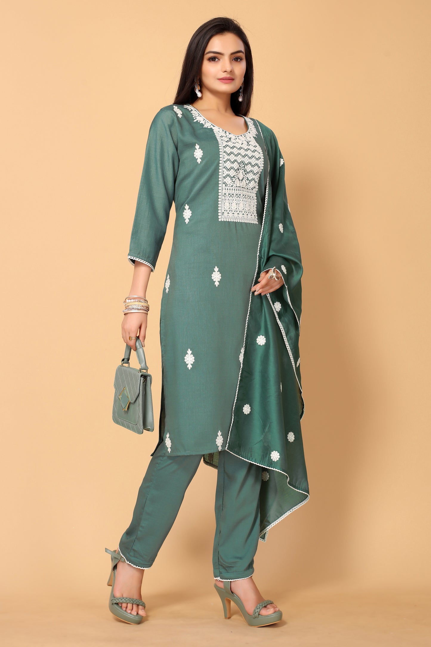 VEENA FESTIVE WEAR SILK BLEND KURTI