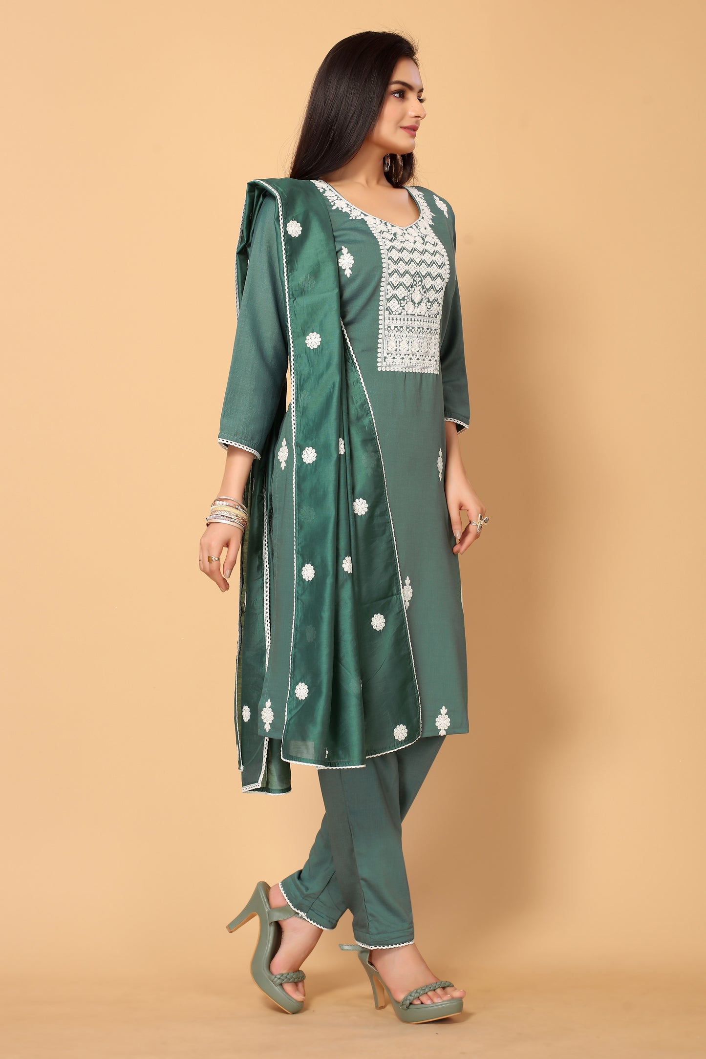 VEENA FESTIVE WEAR SILK BLEND KURTI