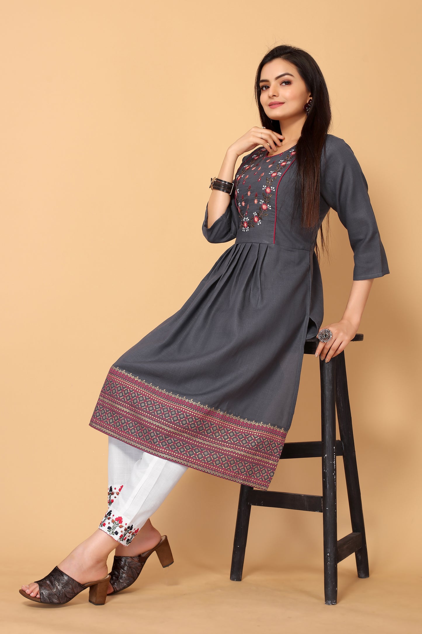 NEHA FESTIVE WEAR KURTI-BOTTOM SET