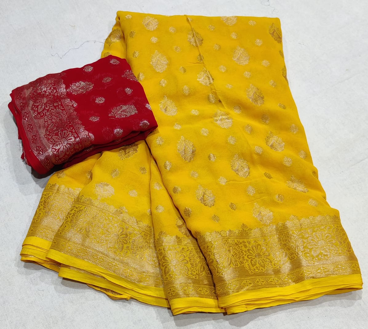 Designer Yellow Pure Georgette Saree