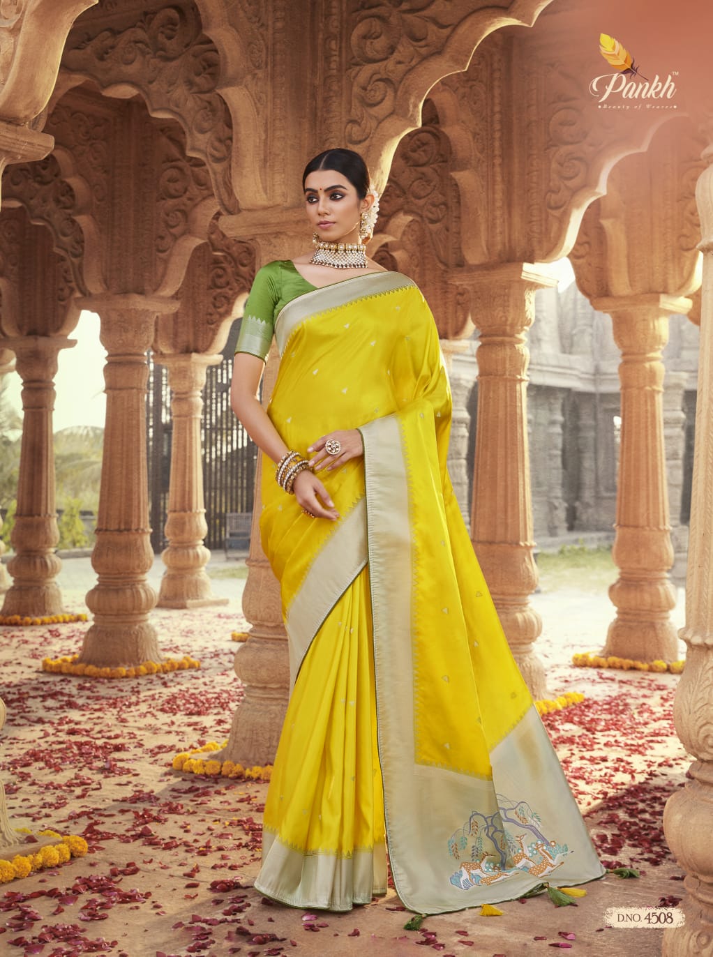 Platinum Silk Pure Sattin Paithani Designer Saree