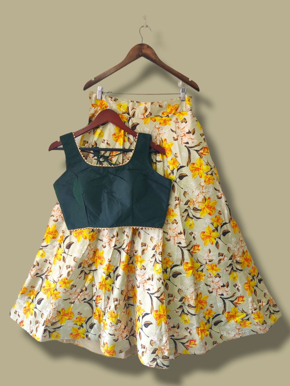 Traditional Aesthetic Floral Crop-Top Lehenga Choli