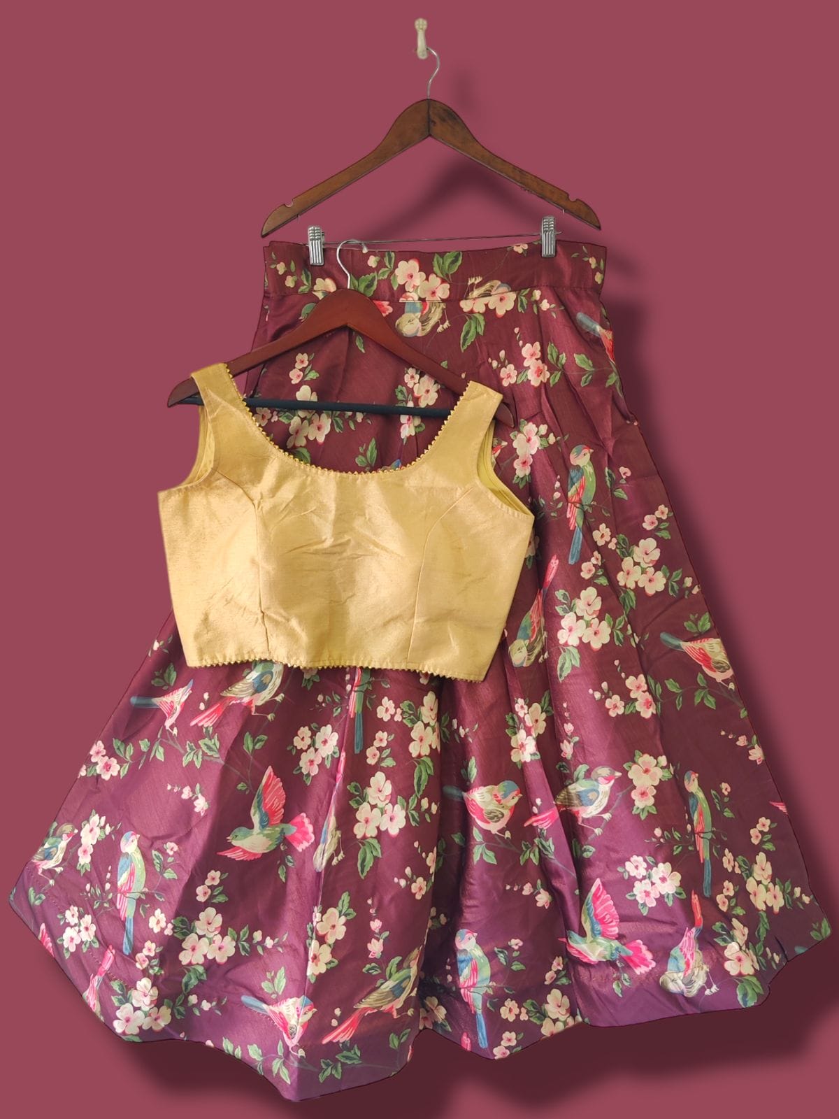 Traditional Aesthetic Floral Crop-Top Lehenga Choli