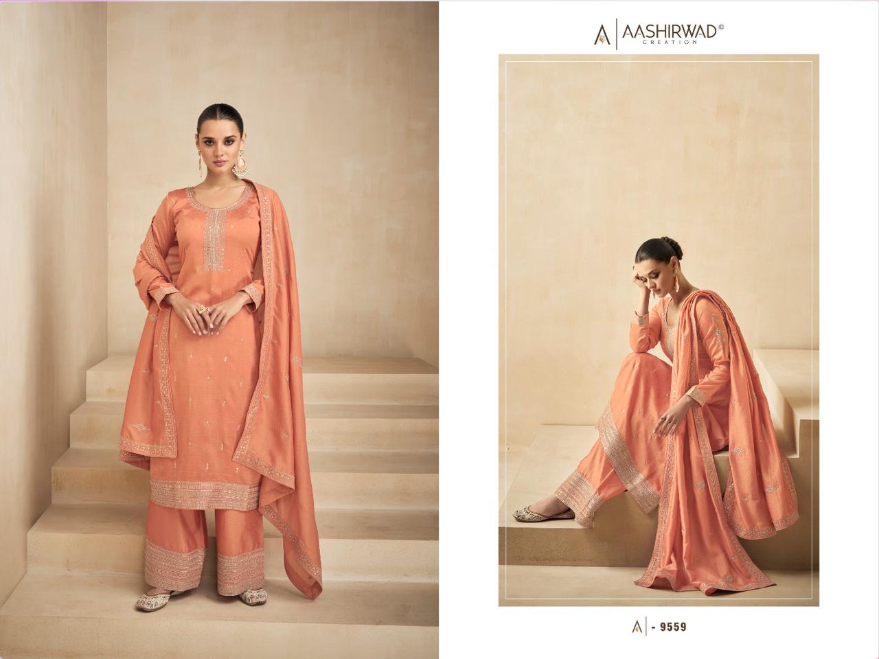 AASHIRWAD NEEDLE PREMIUM SILK SALWAR SUIT D.NO 9559