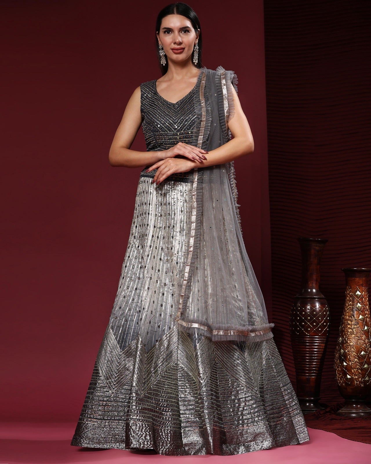 READYMADE CROP TOP DESIGNER LEHENGA D.NO 2040