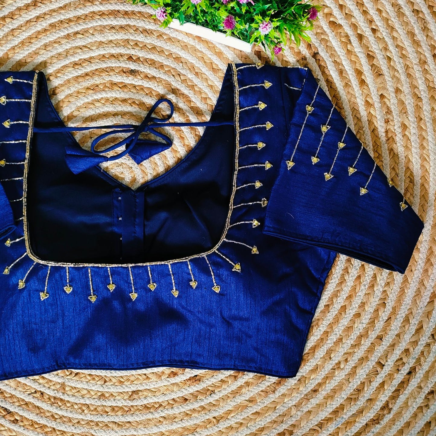 Fancy Festival Wear Golden Handcrafted Work Blouse