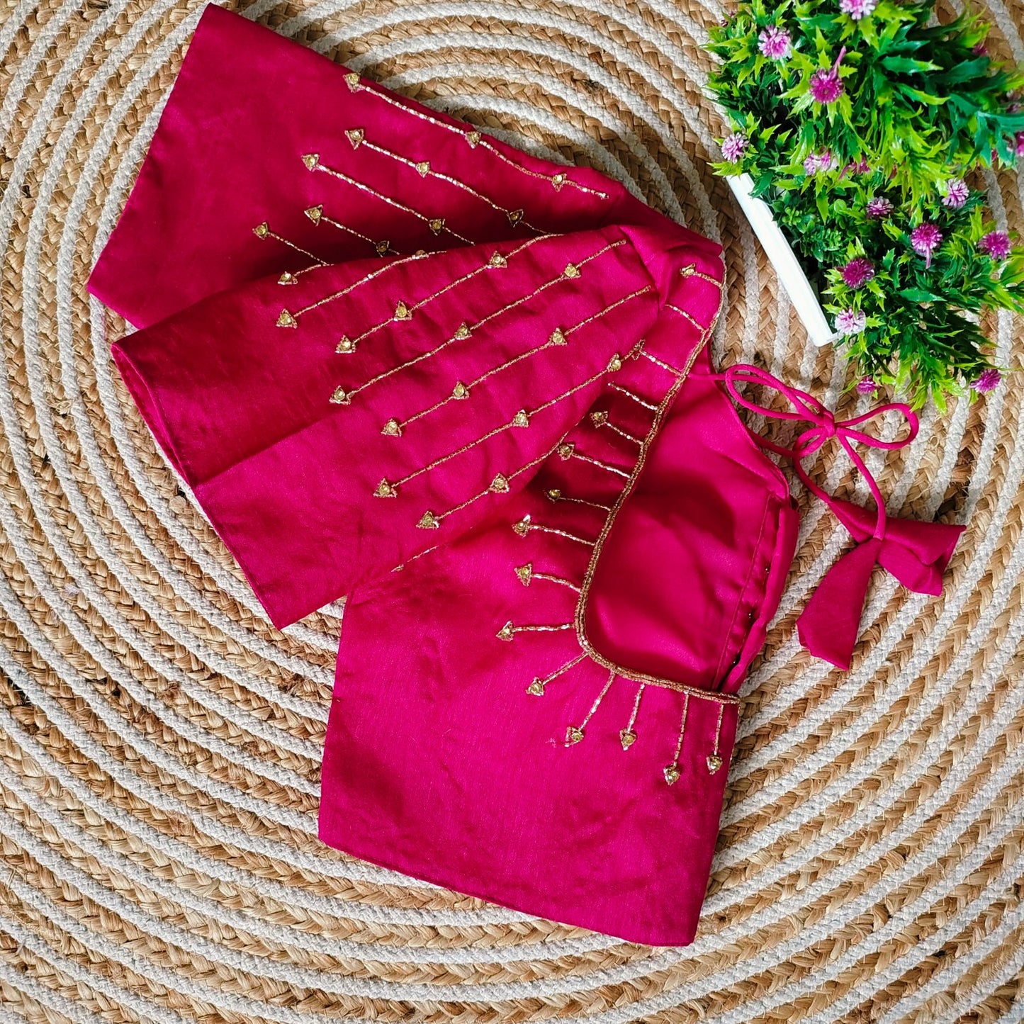 Fancy Festival Wear Golden Handcrafted Work Blouse