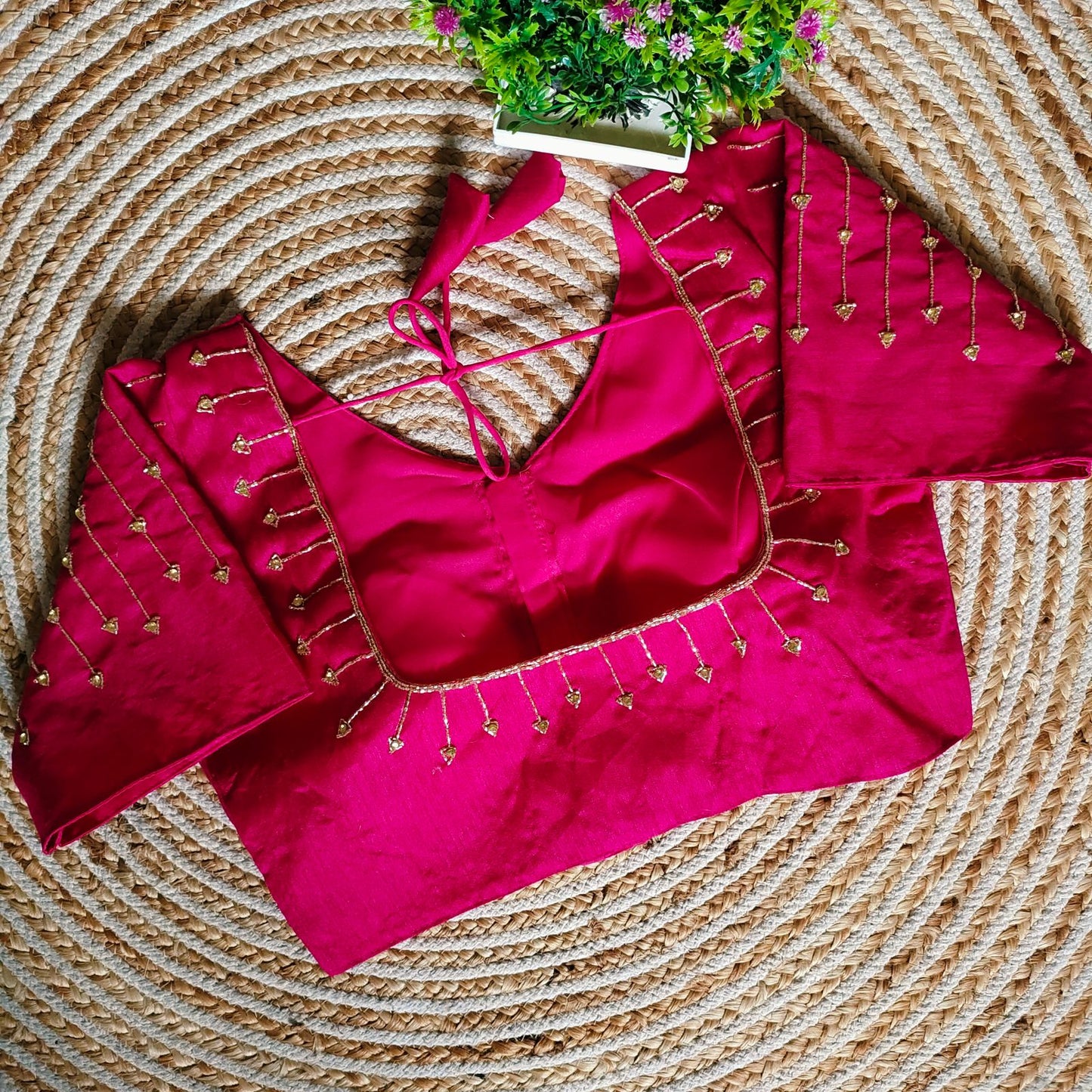 Fancy Festival Wear Golden Handcrafted Work Blouse