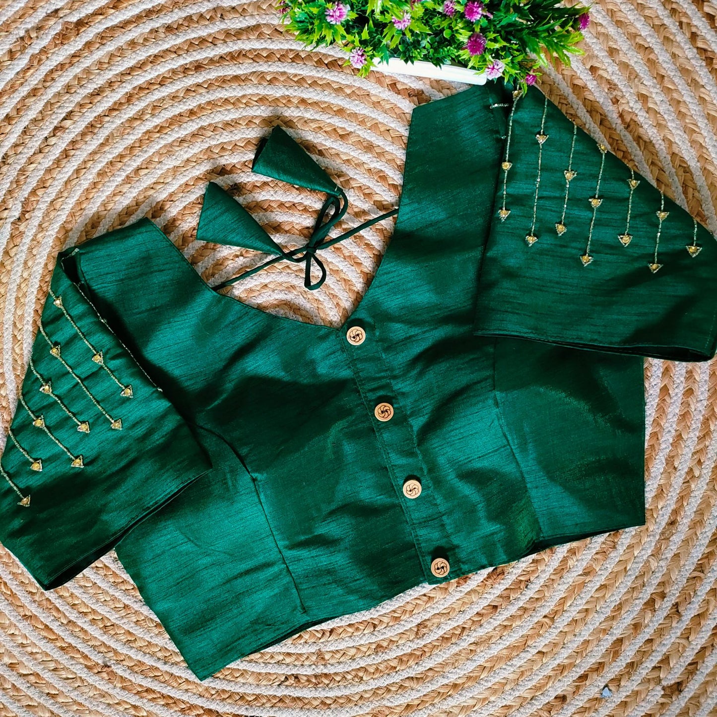 Fancy Festival Wear Golden Handcrafted Work Blouse