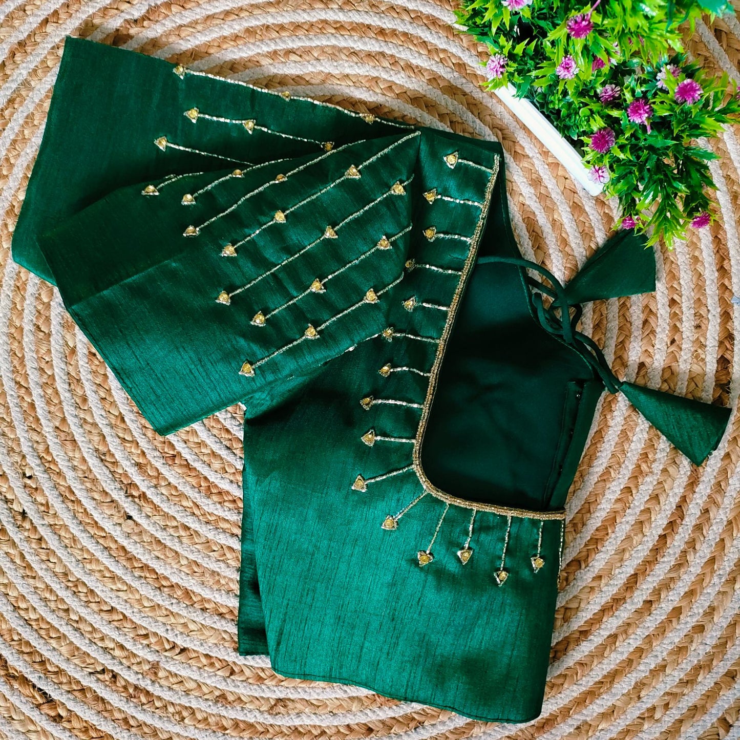 Fancy Festival Wear Golden Handcrafted Work Blouse
