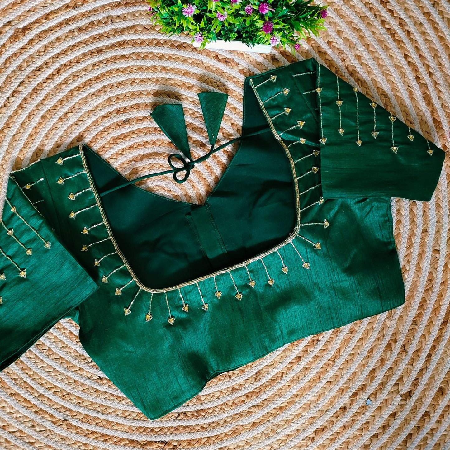Fancy Festival Wear Golden Handcrafted Work Blouse