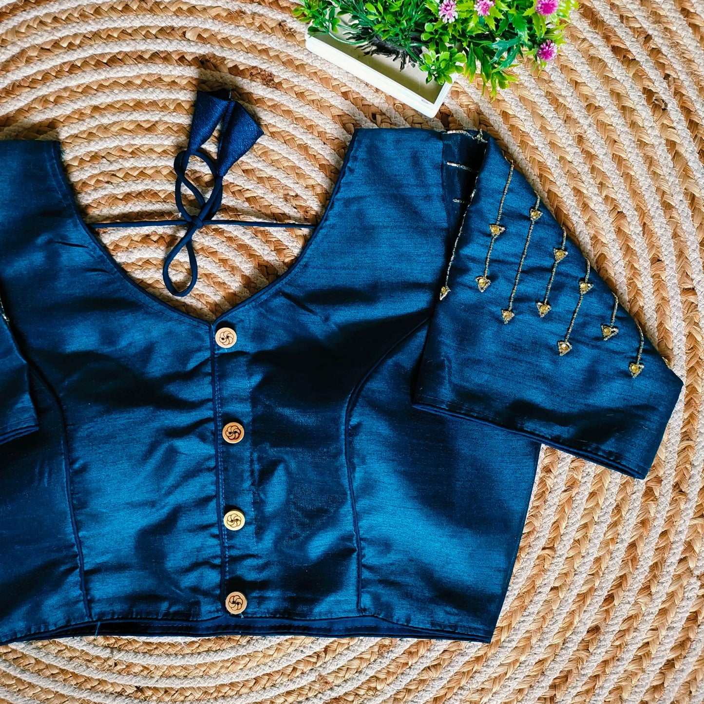 Fancy Festival Wear Golden Handcrafted Work Blouse