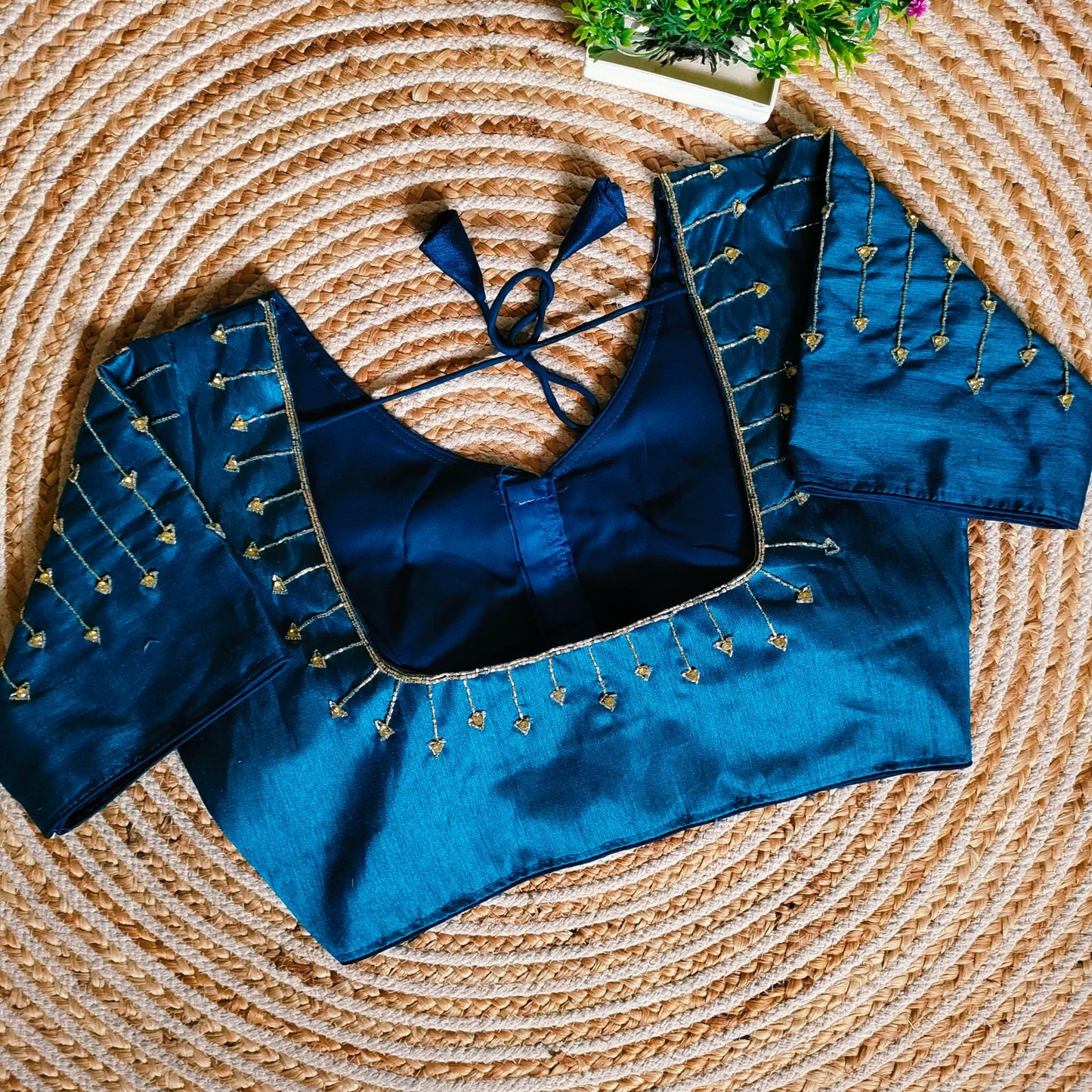 Fancy Festival Wear Golden Handcrafted Work Blouse