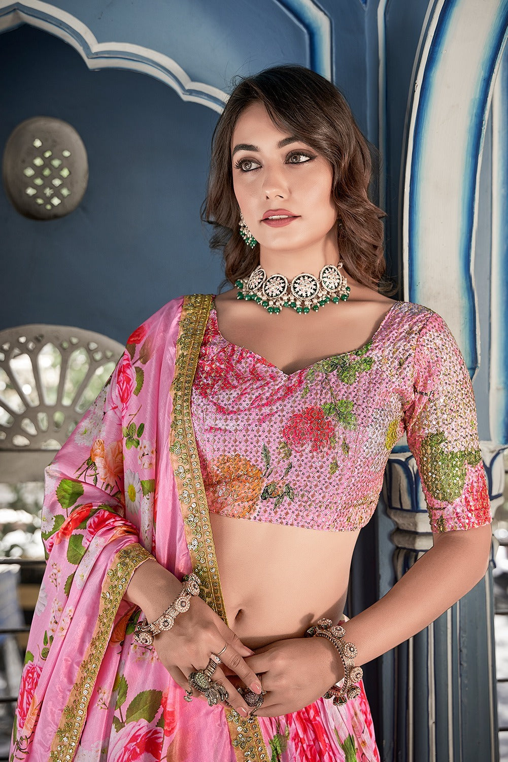 Party Wear Fancy Digital Print Lehenga D,No 1008