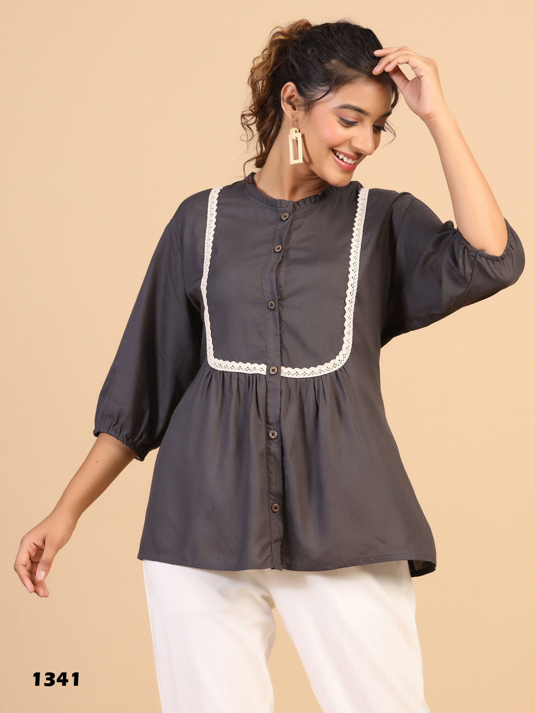 KEEVA FANCY WESTERN SHORT TOP