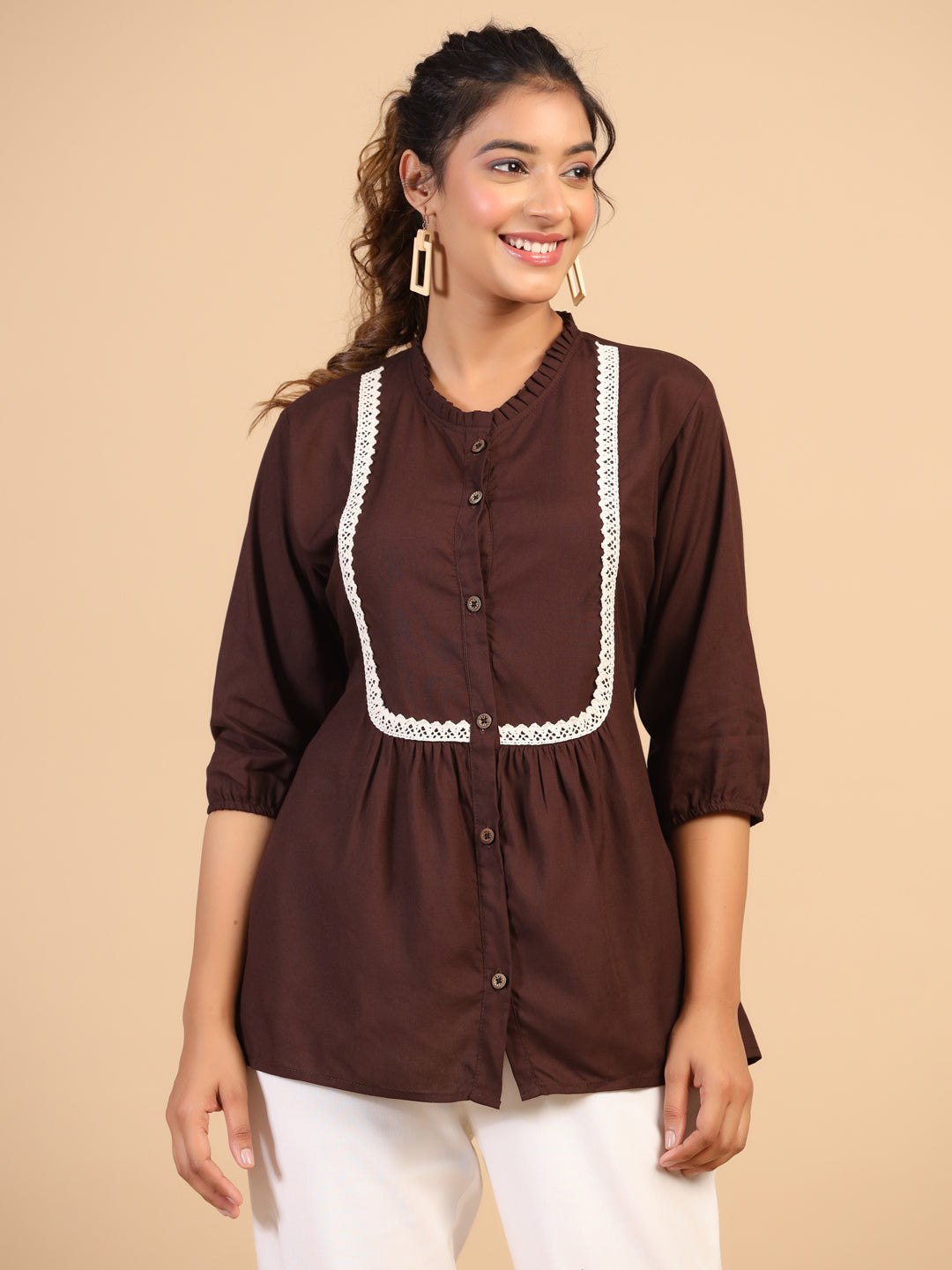 KEEVA FANCY WESTERN SHORT TOP