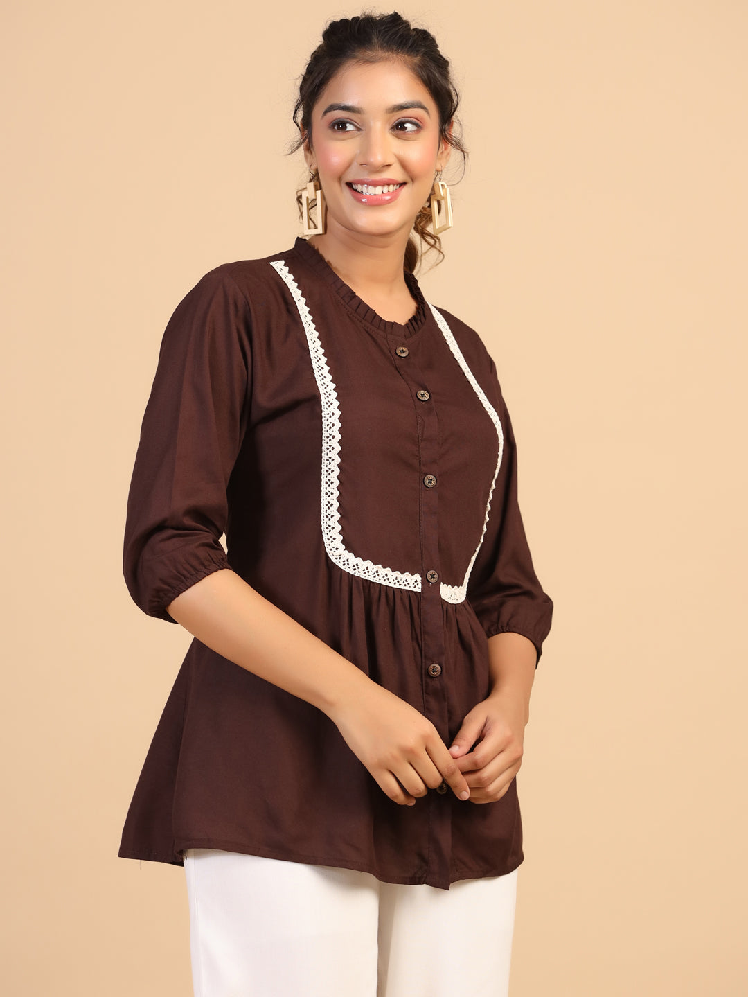 KEEVA FANCY WESTERN SHORT TOP