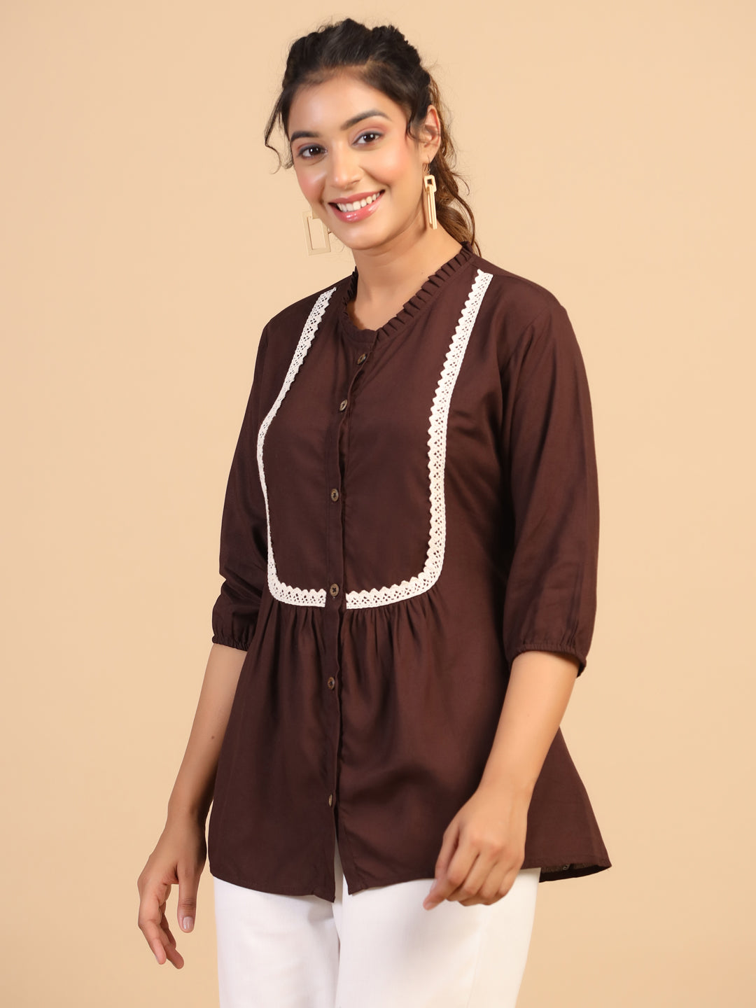 KEEVA FANCY WESTERN SHORT TOP