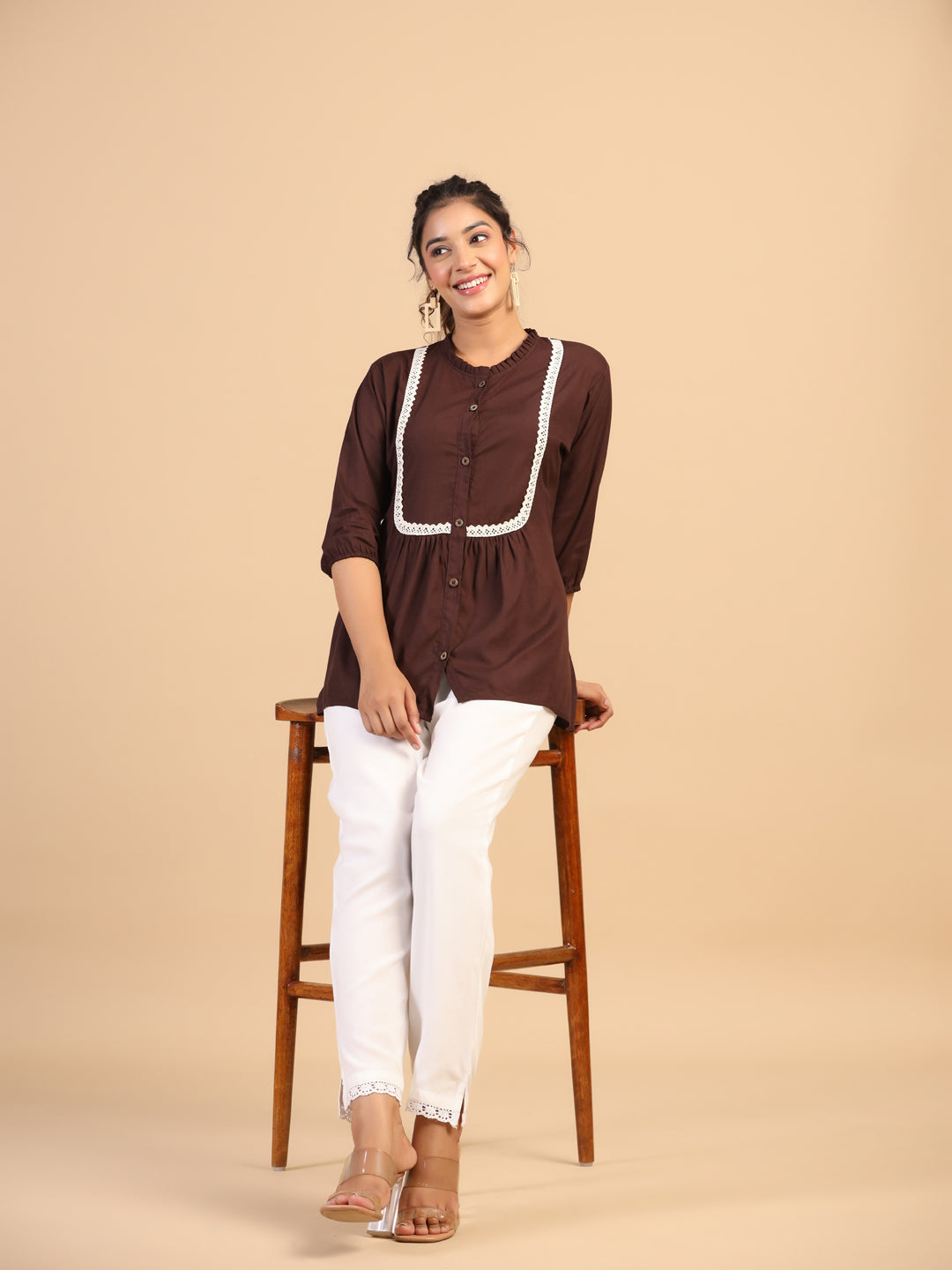 KEEVA FANCY WESTERN SHORT TOP
