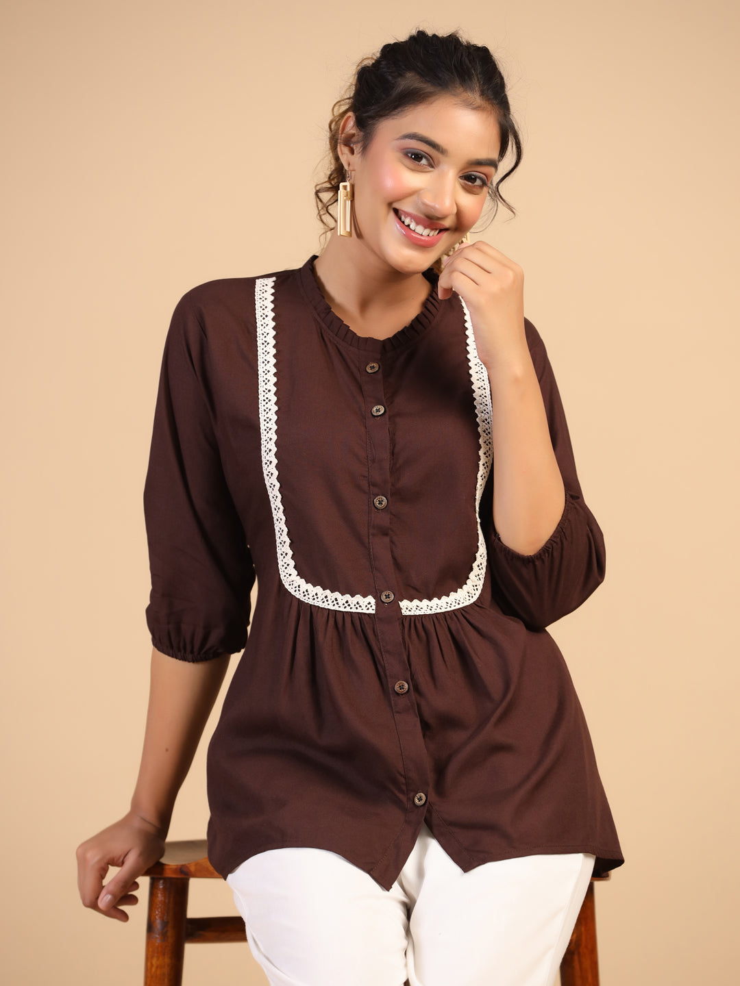 KEEVA FANCY WESTERN SHORT TOP