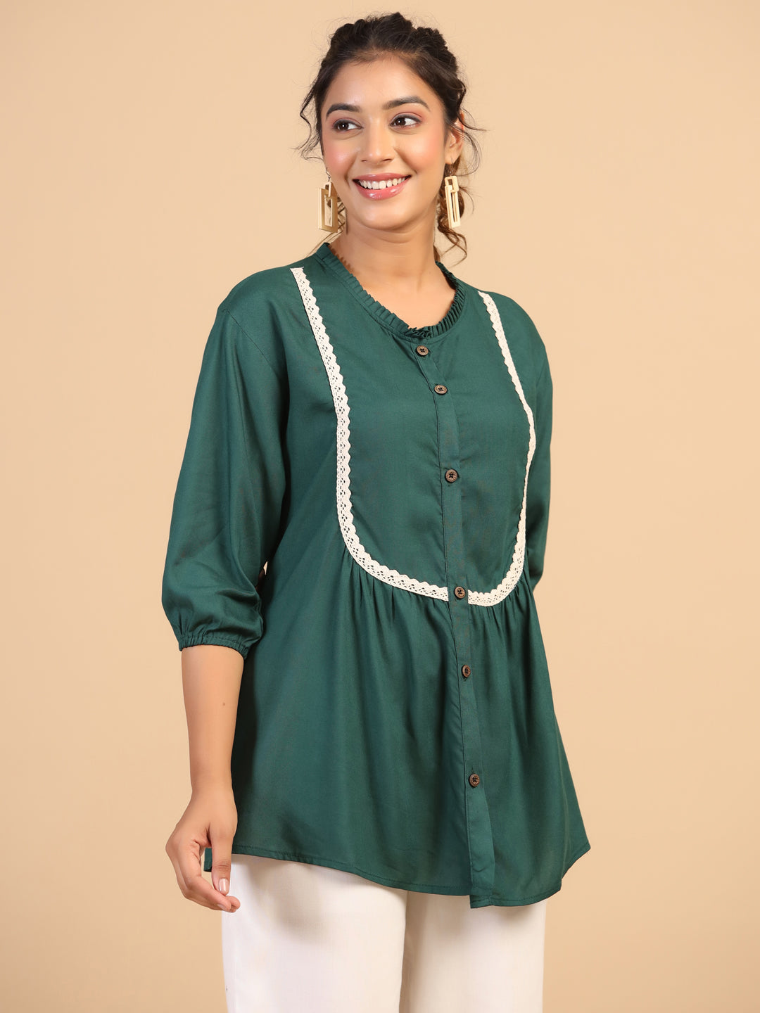 KEEVA FANCY WESTERN SHORT TOP