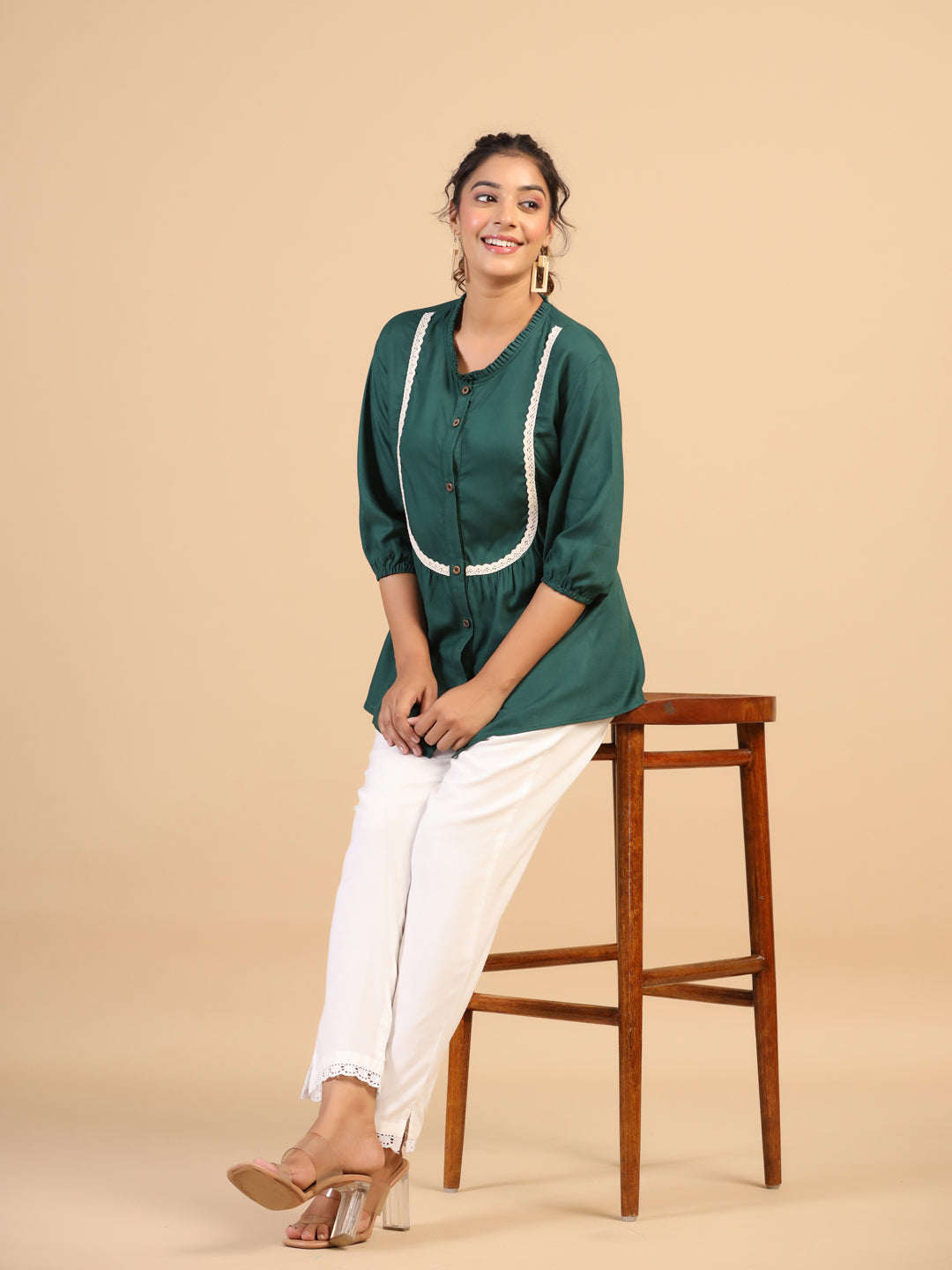 KEEVA FANCY WESTERN SHORT TOP