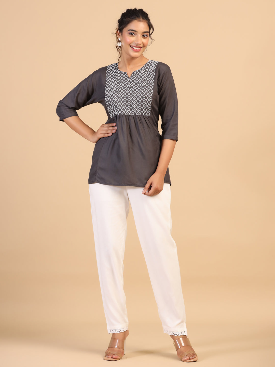KEEVA FANCY WESTERN SHORT TOP