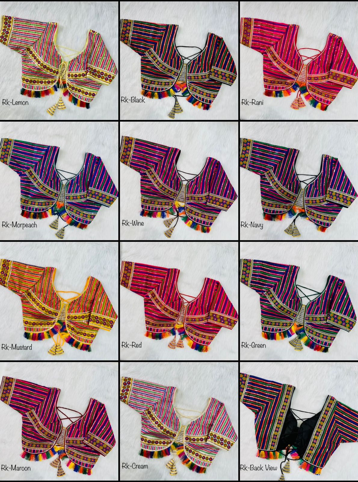 Readymade Navratri Special 11 Nidal Multi Gamthi Work Blouse Anantexports