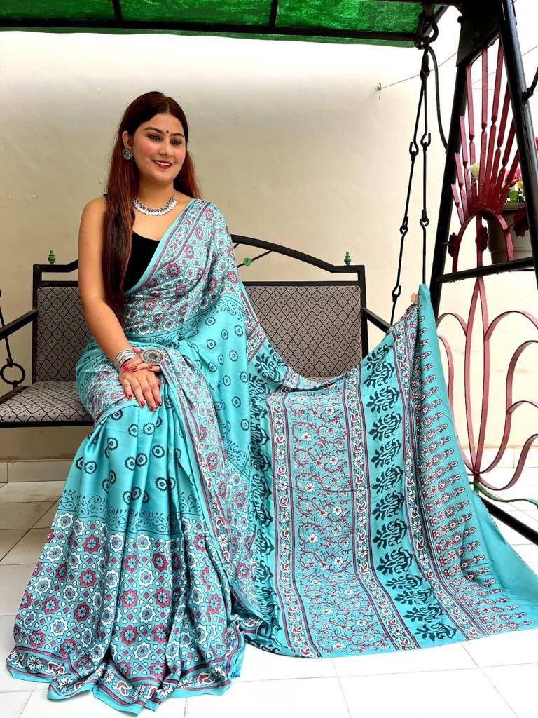 Ajrakh Digital Print Saree Anantexports