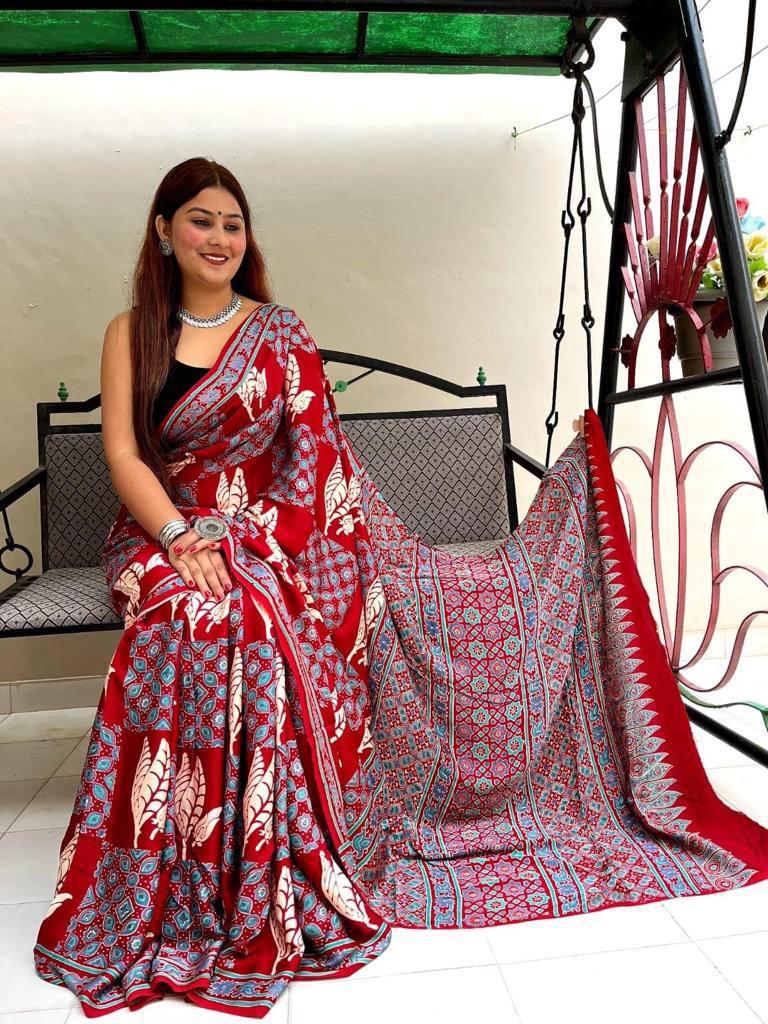 Ajrakh Digital Print Saree Anantexports