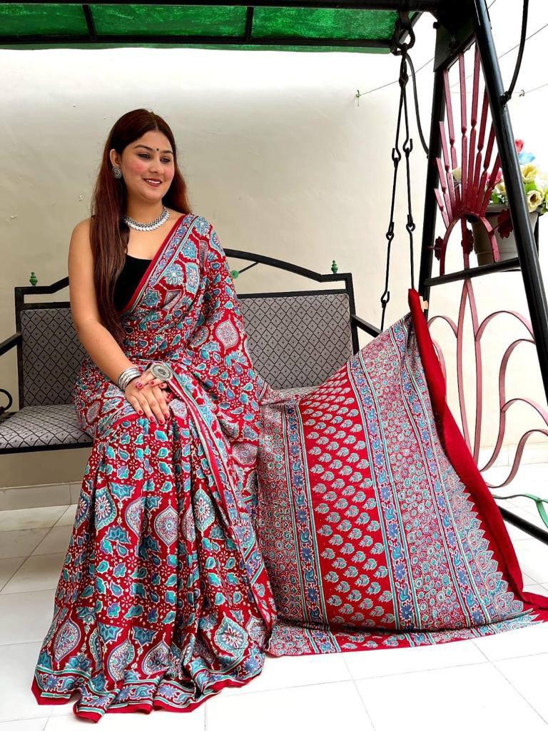 Ajrakh Digital Print Saree Anantexports
