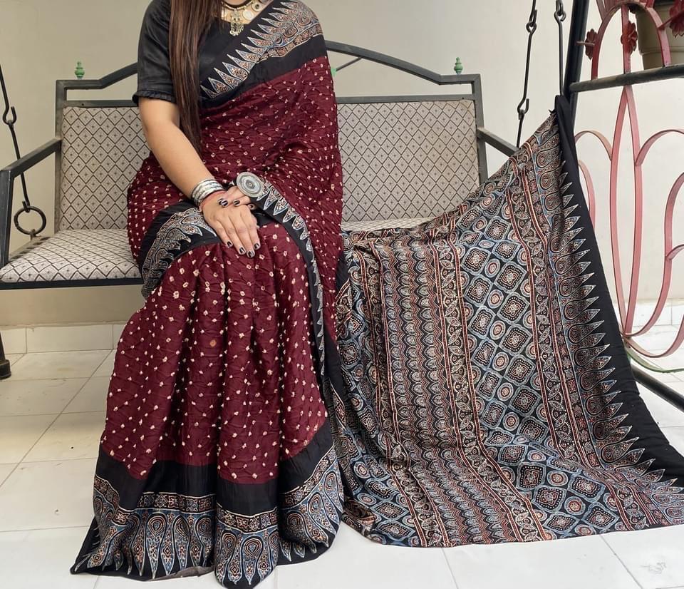 Ajrakh Digital Print Saree Anantexports