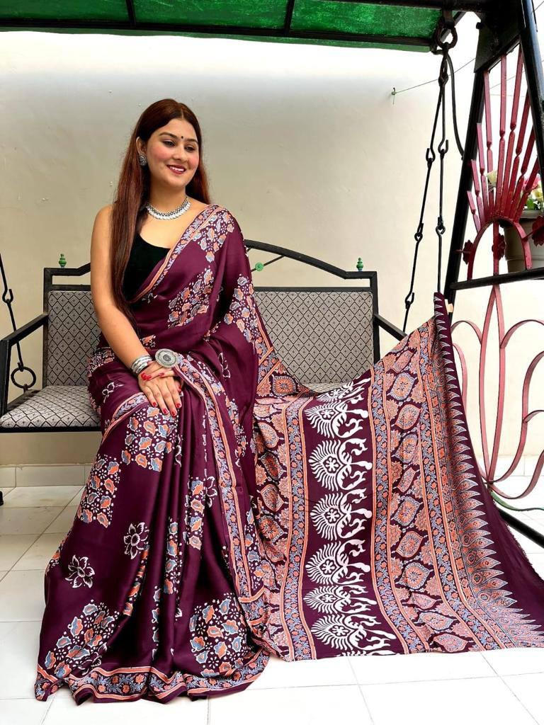 Ajrakh Digital Print Saree Anantexports