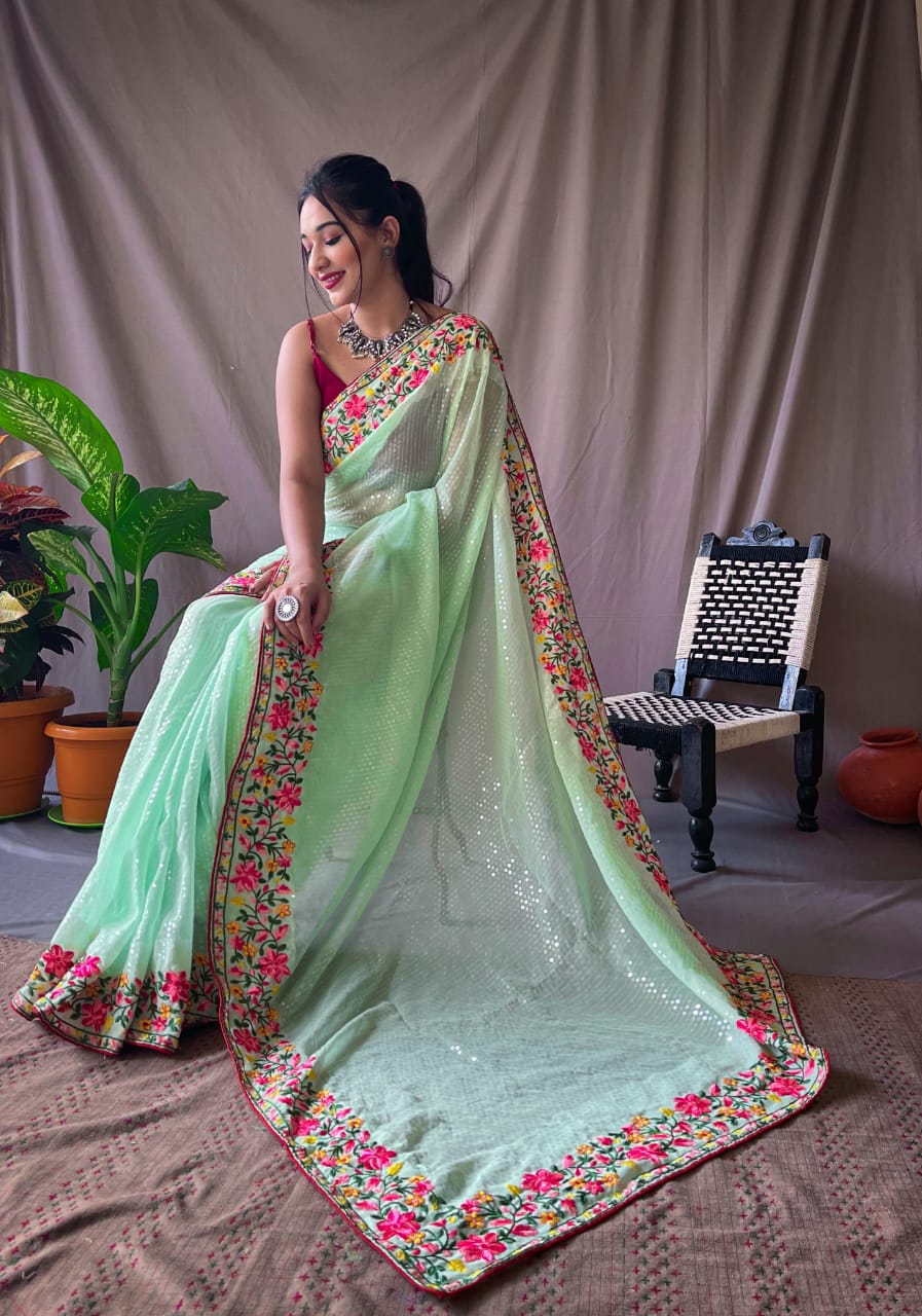 Beautiful Designer Pure Georgate Sequence Saree Anant Tex Exports Private Limited