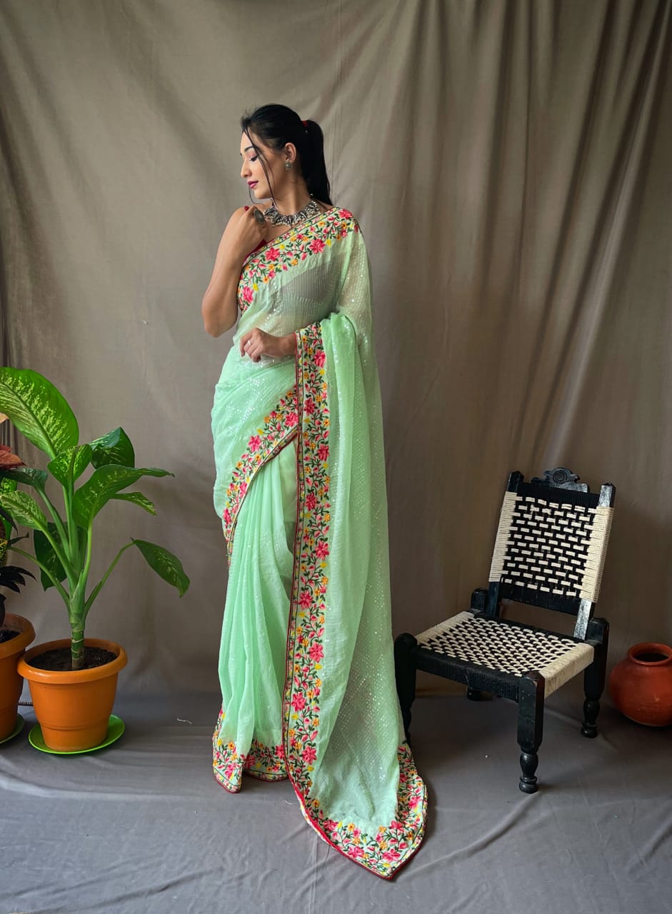Beautiful Designer Pure Georgate Sequence Saree Anant Tex Exports Private Limited
