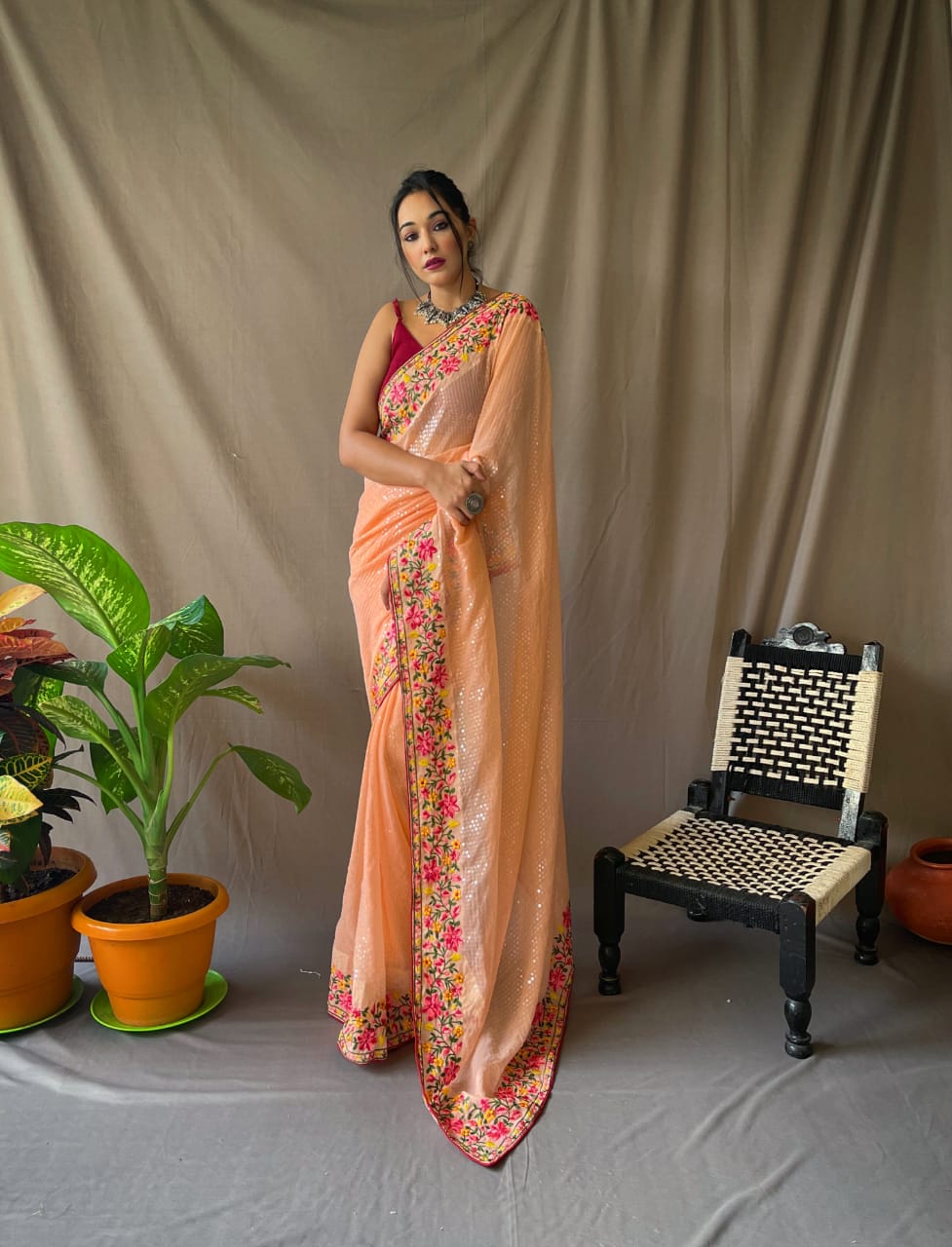 Beautiful Designer Pure Georgate Sequence Saree Anant Tex Exports Private Limited