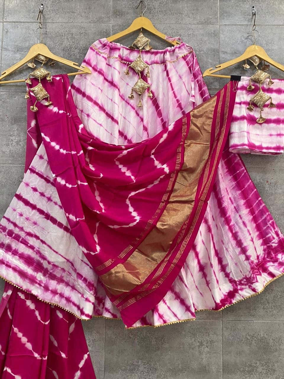 Party Wear Pure Shibori Chaniya Choli with Heavy Gaji Both Side Lagdi Patta Duptta Anant Tex Exports Private Limited