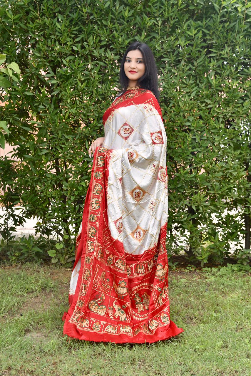 Beautiful Party Wear Bandhani Gaji Silik Saree Anantexports