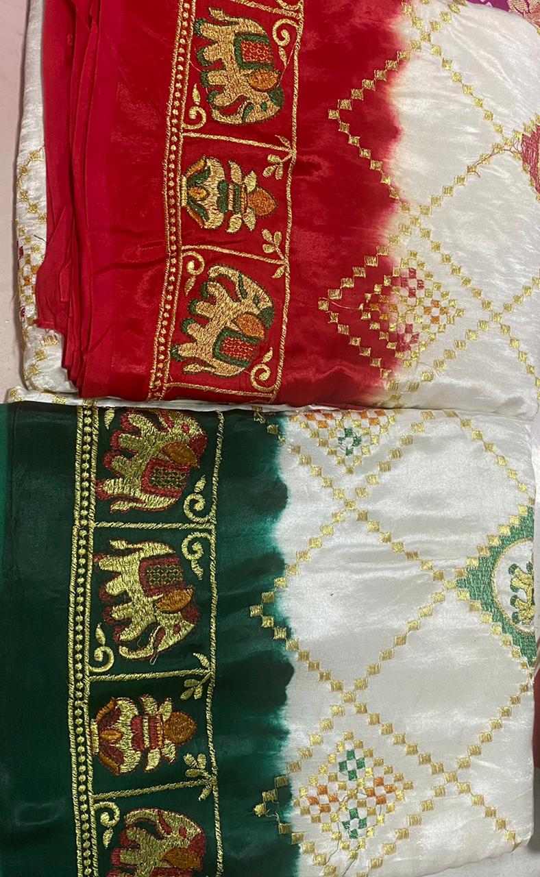 Beautiful Party Wear Bandhani Gaji Silik Saree Anantexports