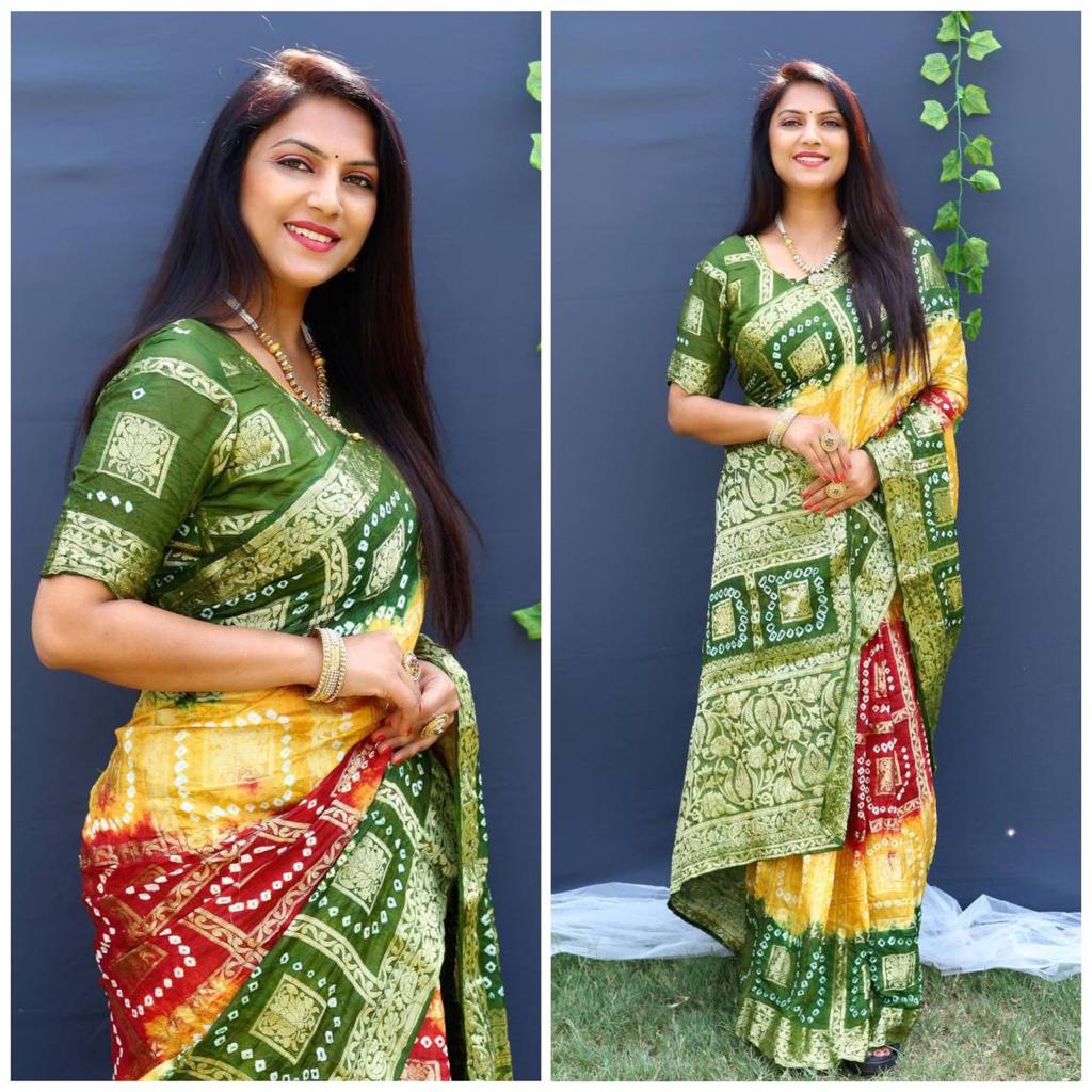 Bandhej silk saree saree