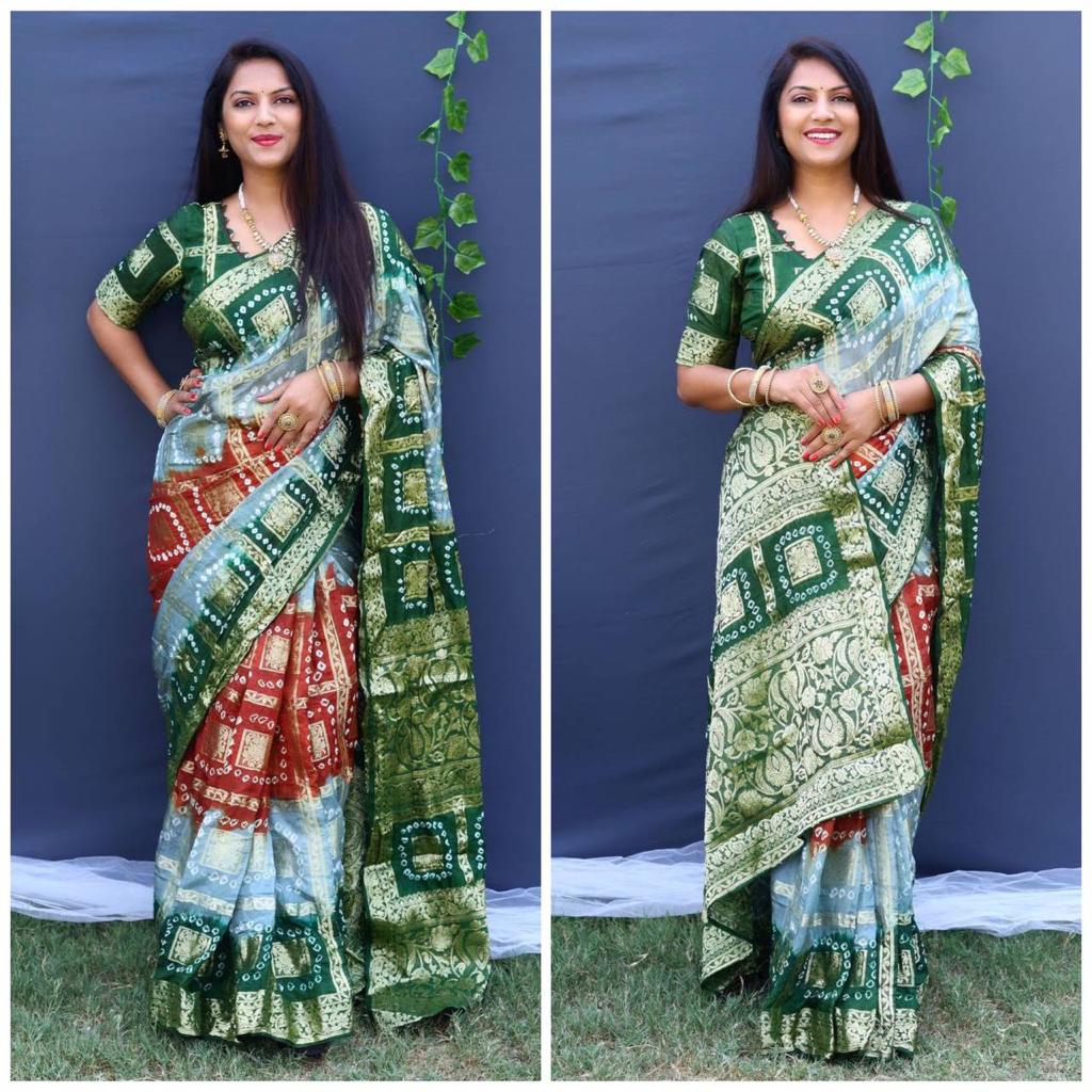 Bandhej silk saree saree