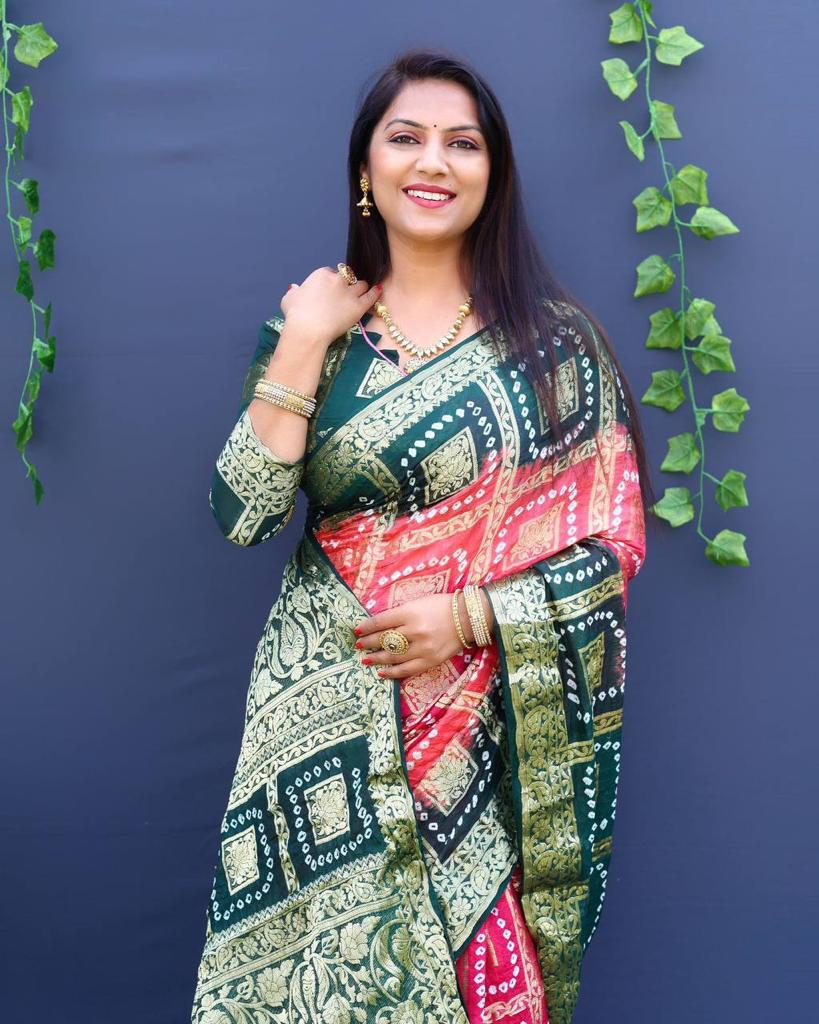 Bandhej silk saree saree