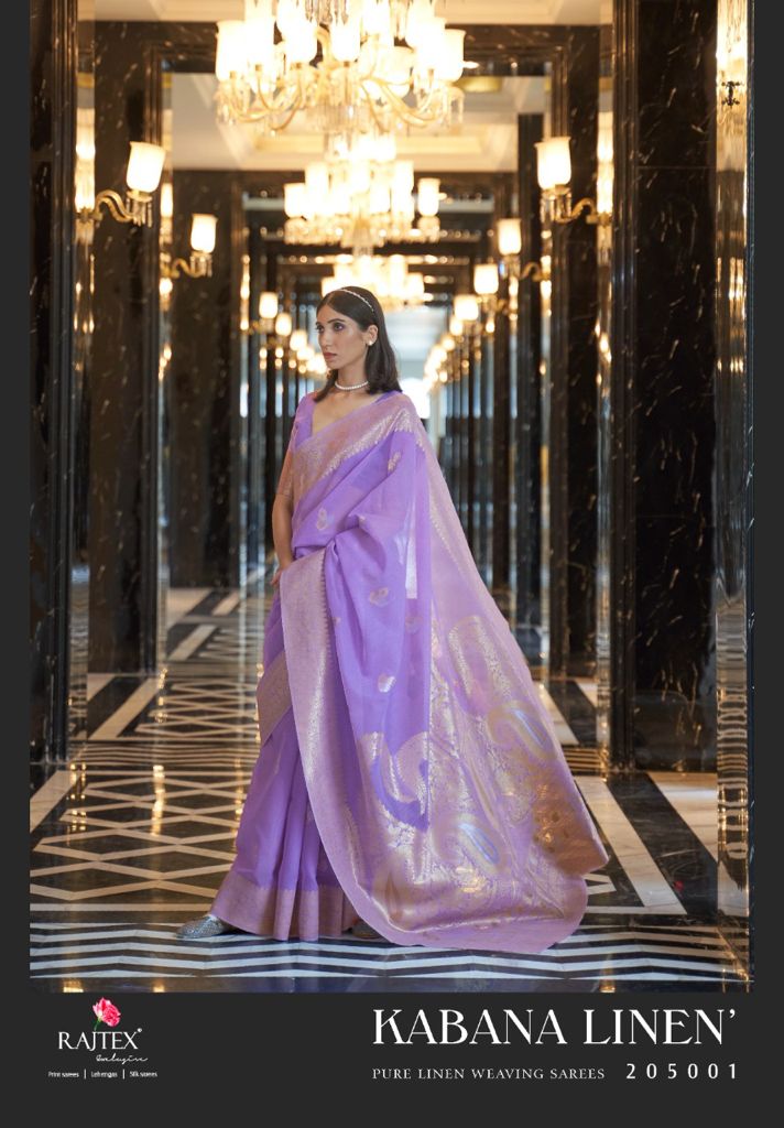 Party Wear RajTex Kabana Pure Linen Saree Anant Tex Exports Private Limited