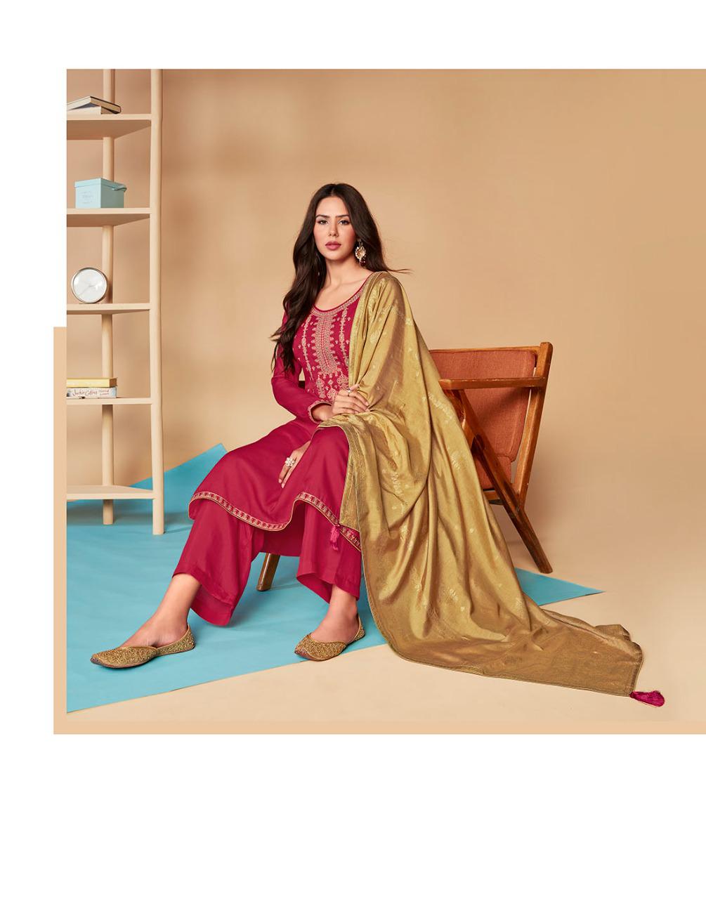 AASHIRWAD MOR BAGH SAARAS 8592 to 8595 LINEN SILK SALWAR SUIT Anant Tex Exports Private Limited