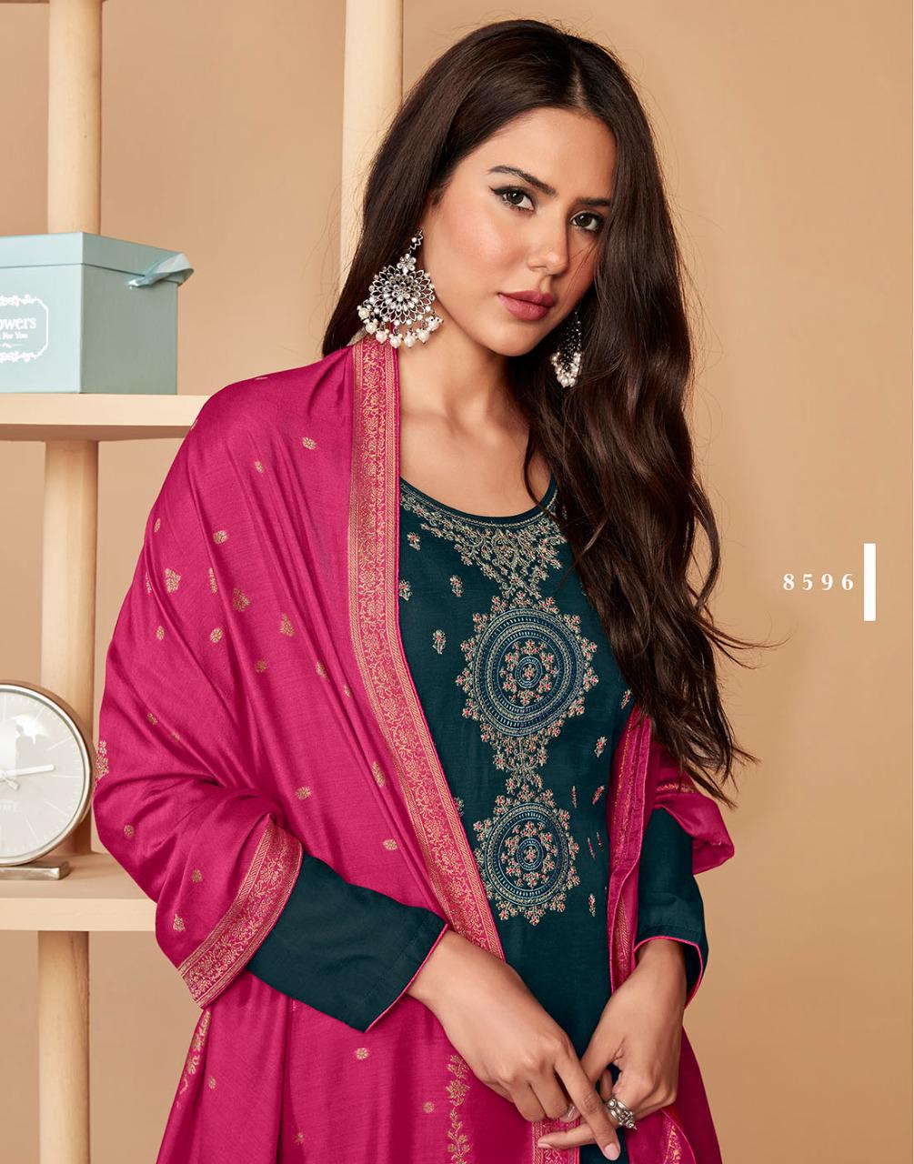 AASHIRWAD MOR BAGH SAARAS 8592 to 8595 LINEN SILK SALWAR SUIT Anant Tex Exports Private Limited