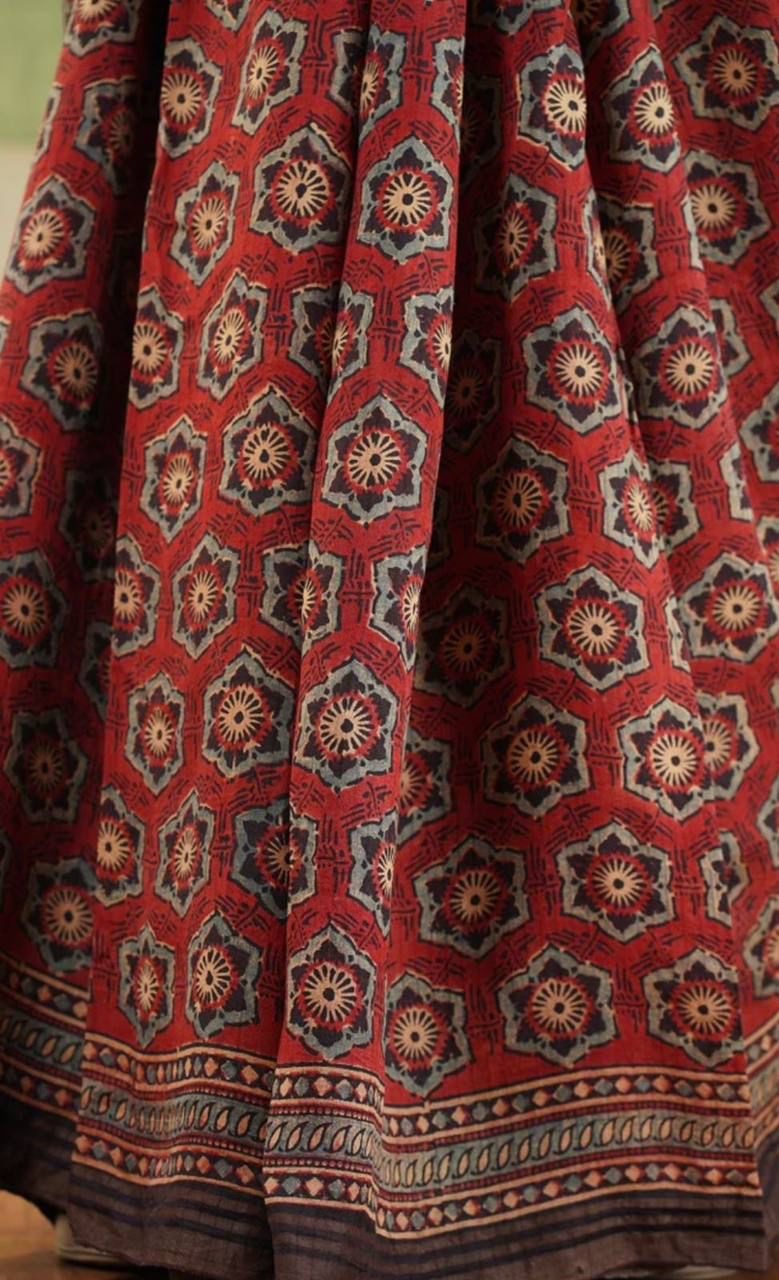 Beautiful Ajrakh Digital Print Saress Anant Tex Exports Private Limited